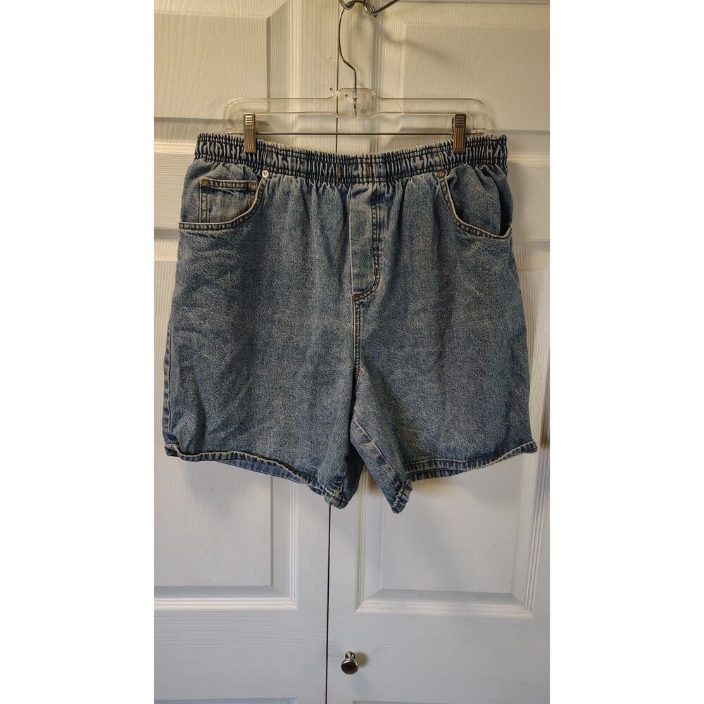 Vintage Bobbie Brooks Elastic Waist Denim Shorts Acid Wash Women's Size 16